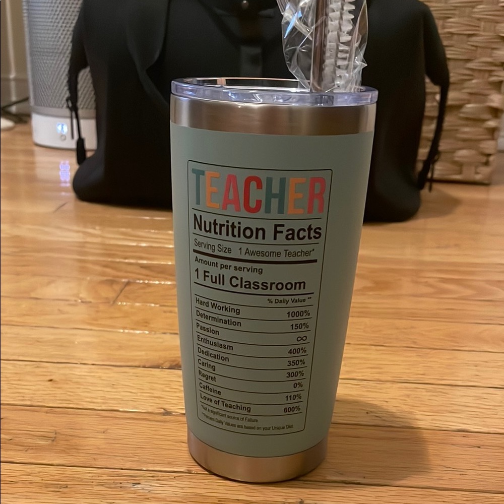 Teacher Nutrition Facts Tumbler - Green